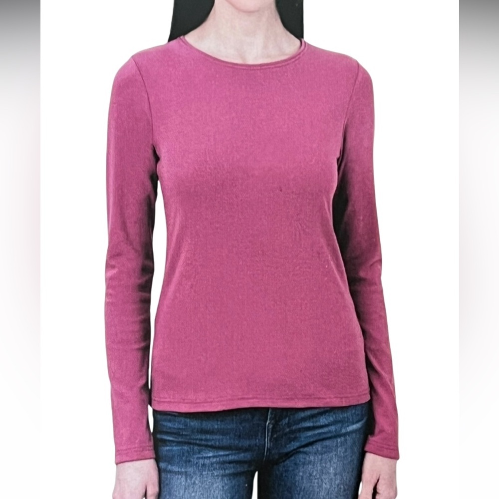 NWT Ellen Tracy Long Sleeve Supima Cotton Tee Pink Small